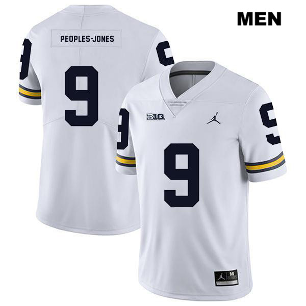 Men's NCAA Michigan Wolverines Donovan Peoples-Jones #9 White Jordan Brand Authentic Stitched Legend Football College Jersey ER25A33TJ